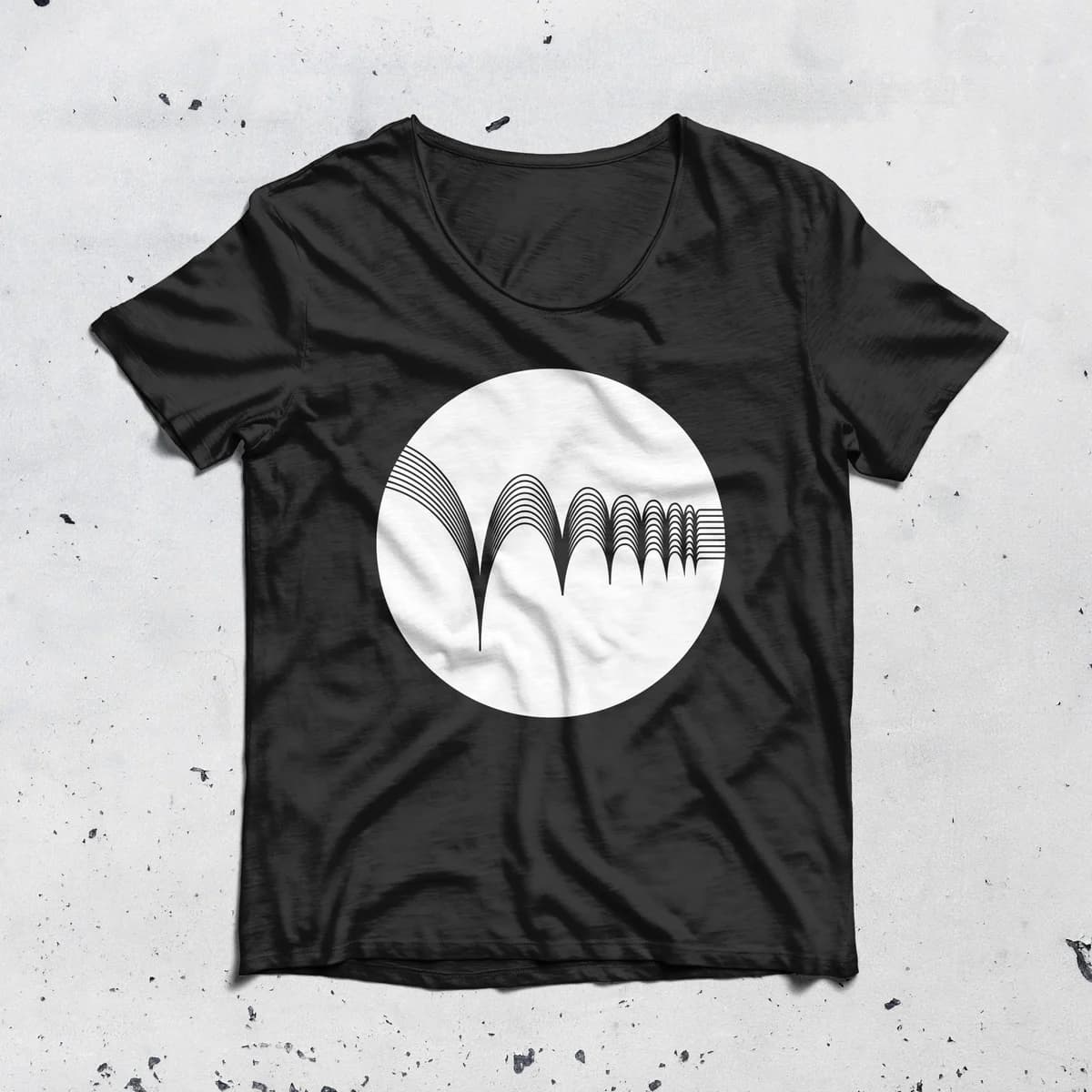 Archived black T-shirt mockup carrying the circular AAB Records symbol without the wordmark